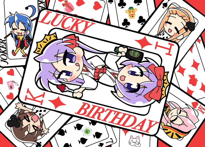hiiragi kagami, izumi konata, hiiragi tsukasa, takara miyuki, kusakabe misao, and 3 more (lucky star) drawn by mada_shichiji