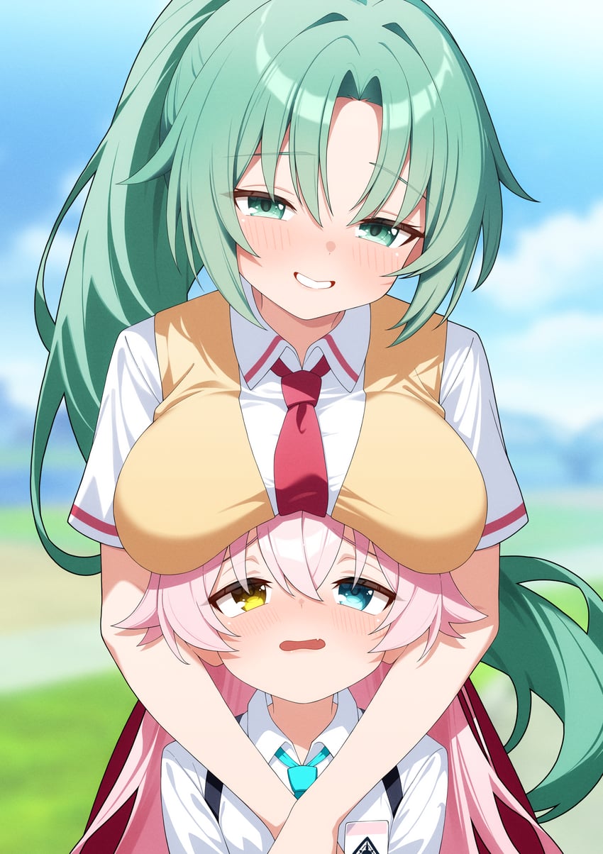 hoshino and sonozaki mion (blue archive and 1 more) drawn by darkswan