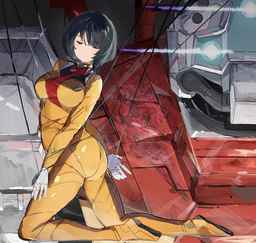 elpeo puru, shiiko sugai, and gelgoog (gundam and 2 more) drawn by the_olphy