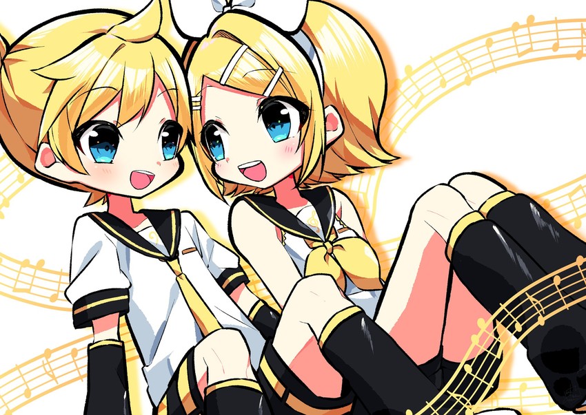 kagamine rin and kagamine len (vocaloid) drawn by kasaki_sakura