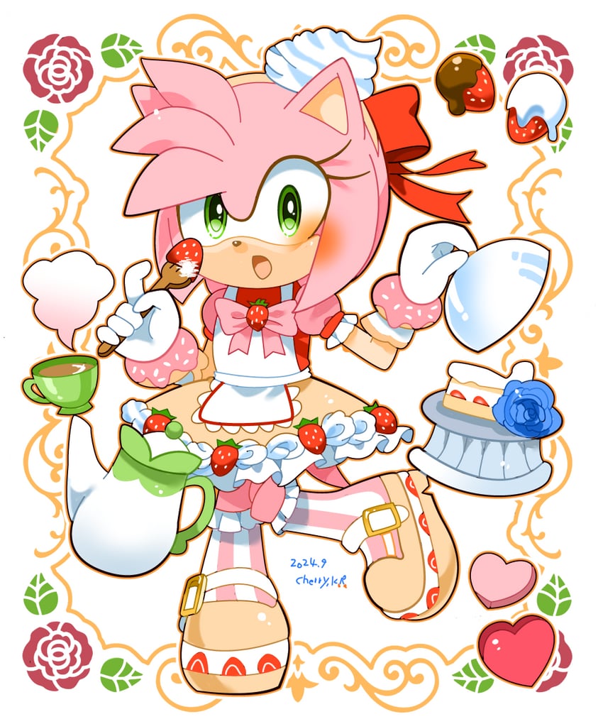 amy rose (sonic and 2 more) drawn by kusunoki_cherry