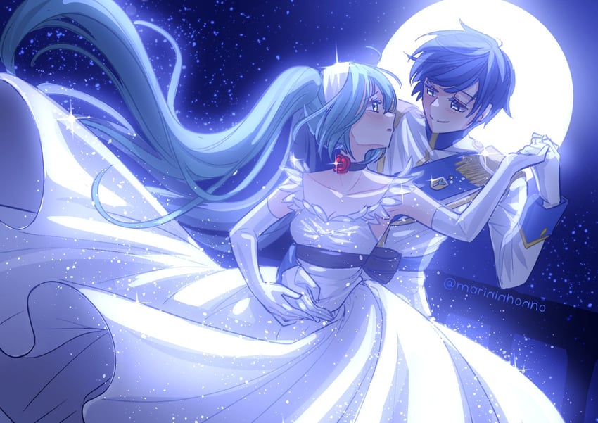 hatsune miku, kaito, and cinderella (vocaloid and 2 more) drawn by marininho