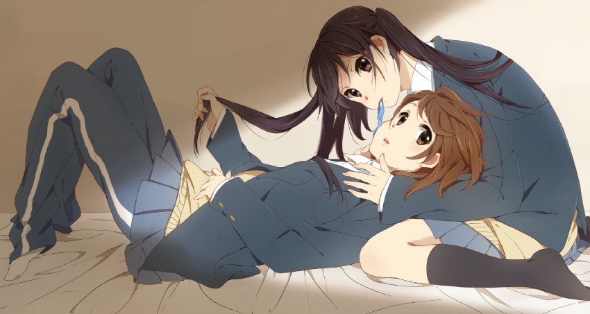 nakano azusa and hirasawa yui (k-on!) drawn by karuha