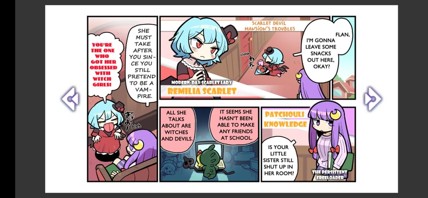 remilia scarlet, flandre scarlet, and patchouli knowledge (touhou and 1 more) drawn by moyazou_(kitaguni_moyashi_seizoujo)