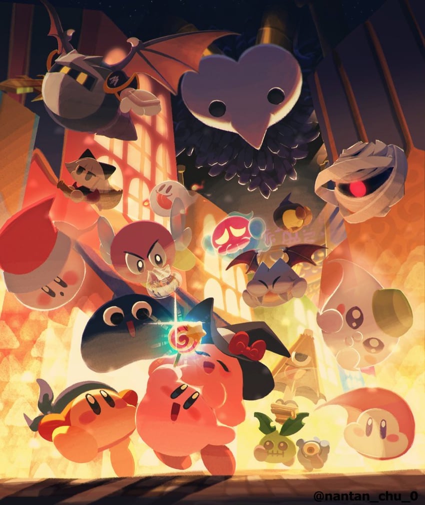 kirby, meta knight, bandana waddle dee, gooey, void termina, and 14 more (kirby) drawn by nantan_chu_0