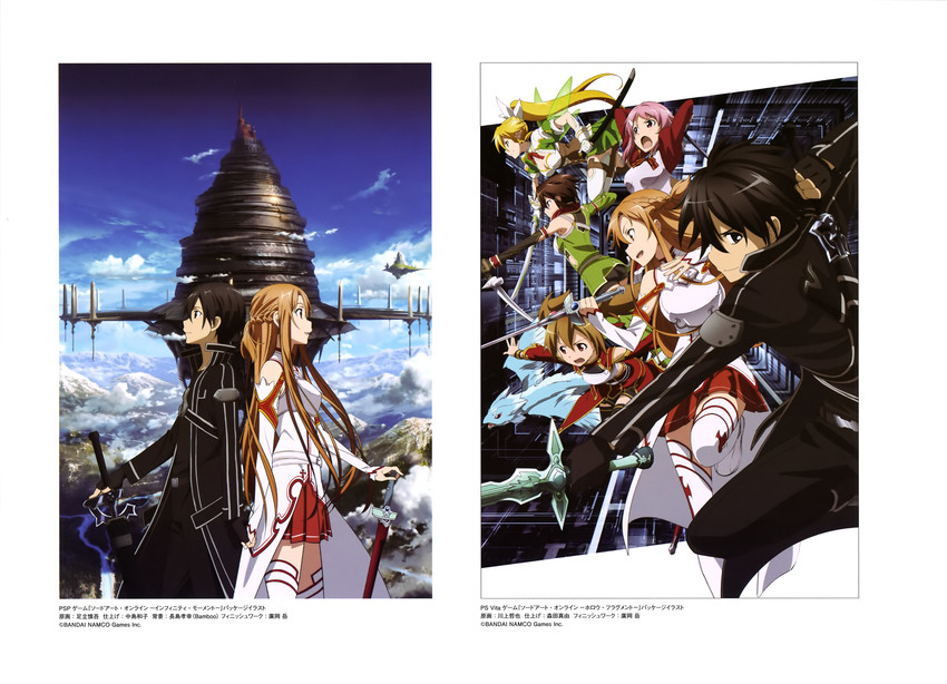 asuna, kirito, sinon, leafa, silica, and 2 more (sword art online and 2 more) drawn by kawakami_tetsuya