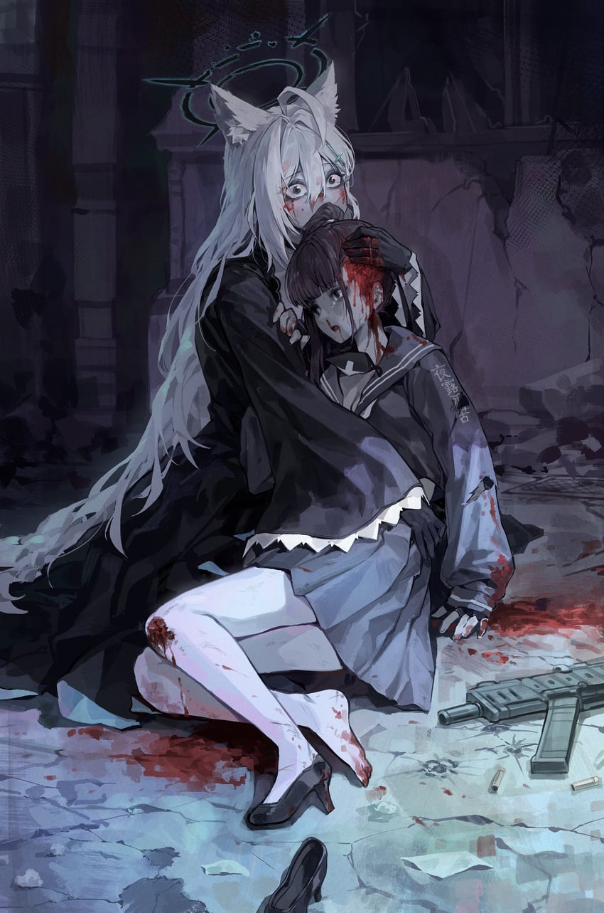 shiroko, shiroko terror, and sukeban (blue archive and 1 more) drawn by kokukyukeo