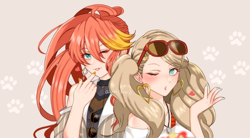 takamaki anne and judith lanster (persona and 4 more) drawn by azumishard