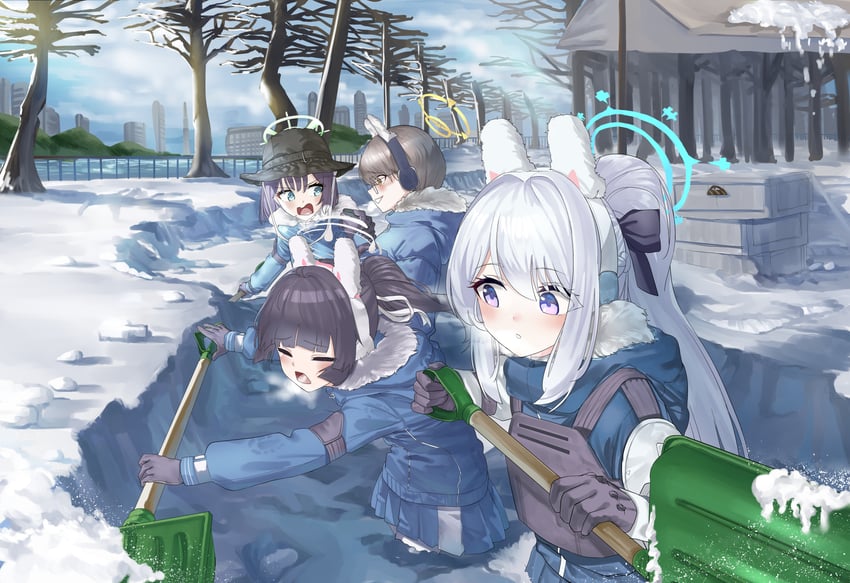 miyu, miyako, saki, and moe (blue archive) drawn by haoma