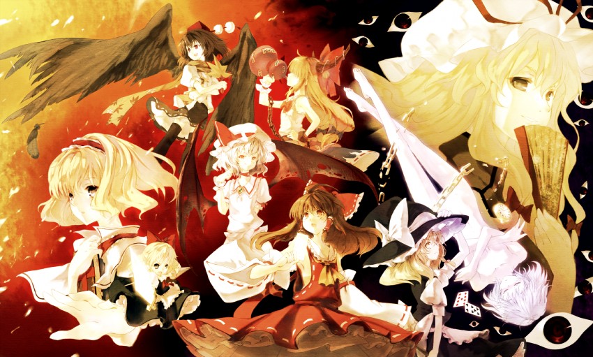 hakurei reimu, kirisame marisa, remilia scarlet, izayoi sakuya, alice margatroid, and 4 more (touhou) drawn by kawahara_fantasia
