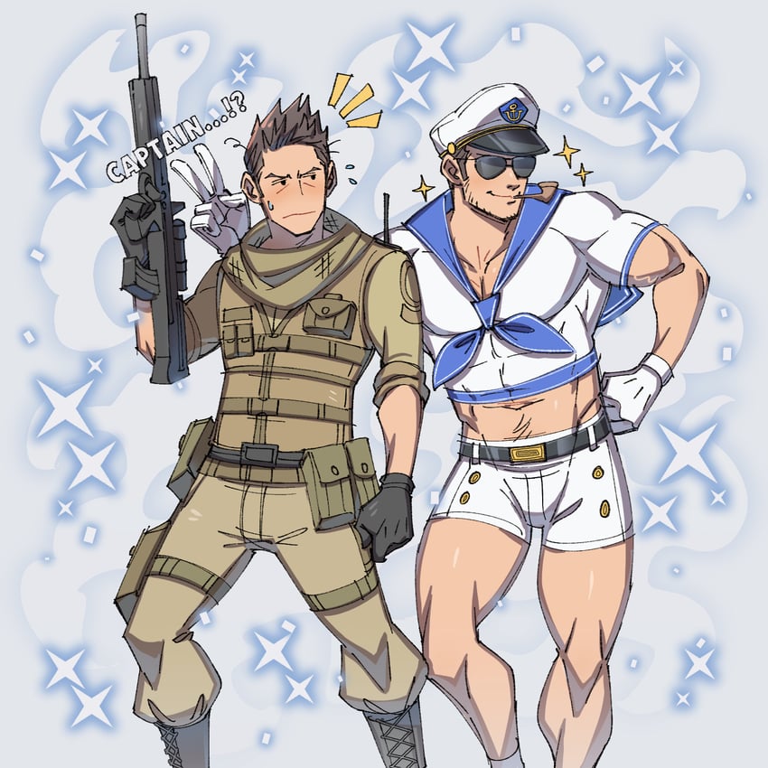 chris redfield and piers nivans (resident evil and 2 more) drawn by kalamari