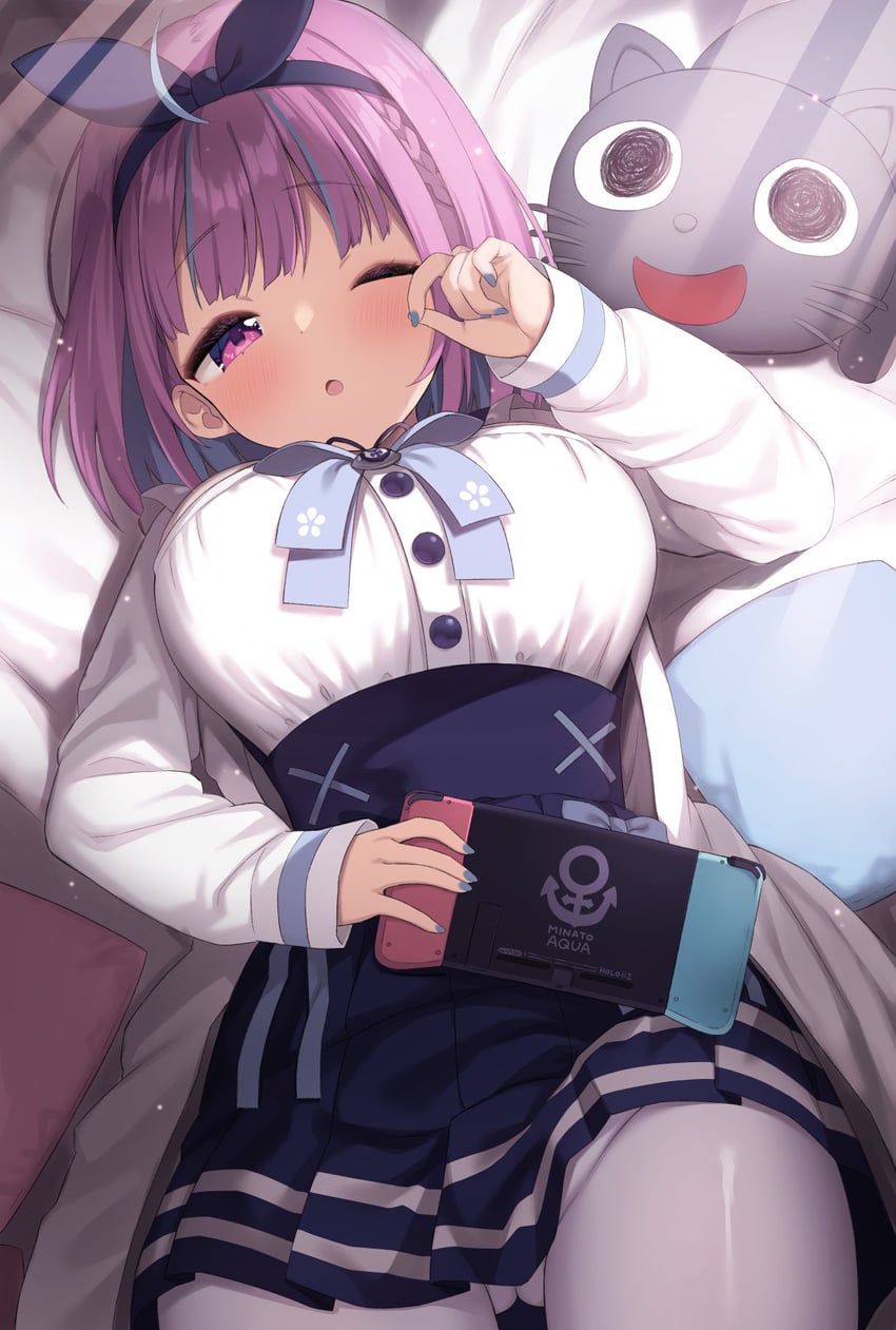 minato aqua and neko (hololive) drawn by muku_(muku-coffee)