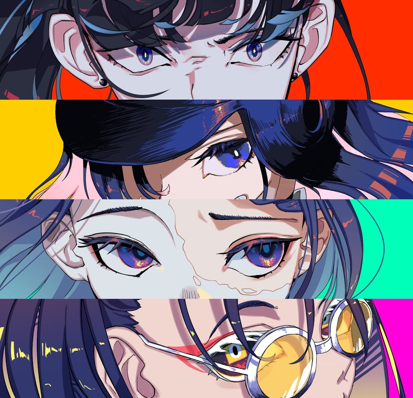 naima, merry, gira-gira-chan, and odo-chan (ado and 4 more) drawn by kuromori_o