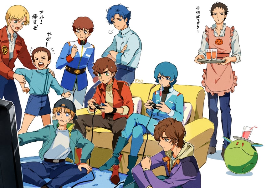 haro, amuro ray, kamille bidan, judau ashta, banagher links, and 6 more (gundam and 8 more) drawn by ekomozzarella