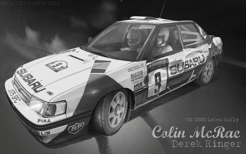 colin mcrae and derek ringer (real life and 1 more) drawn by jettoburikku