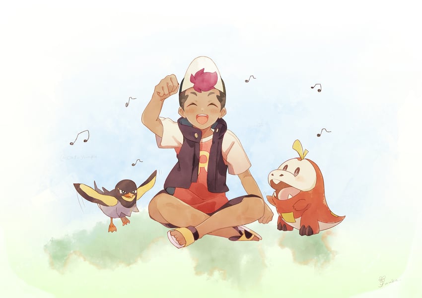 fuecoco, roy, and wattrel (pokemon and 1 more) drawn by yuuka0922