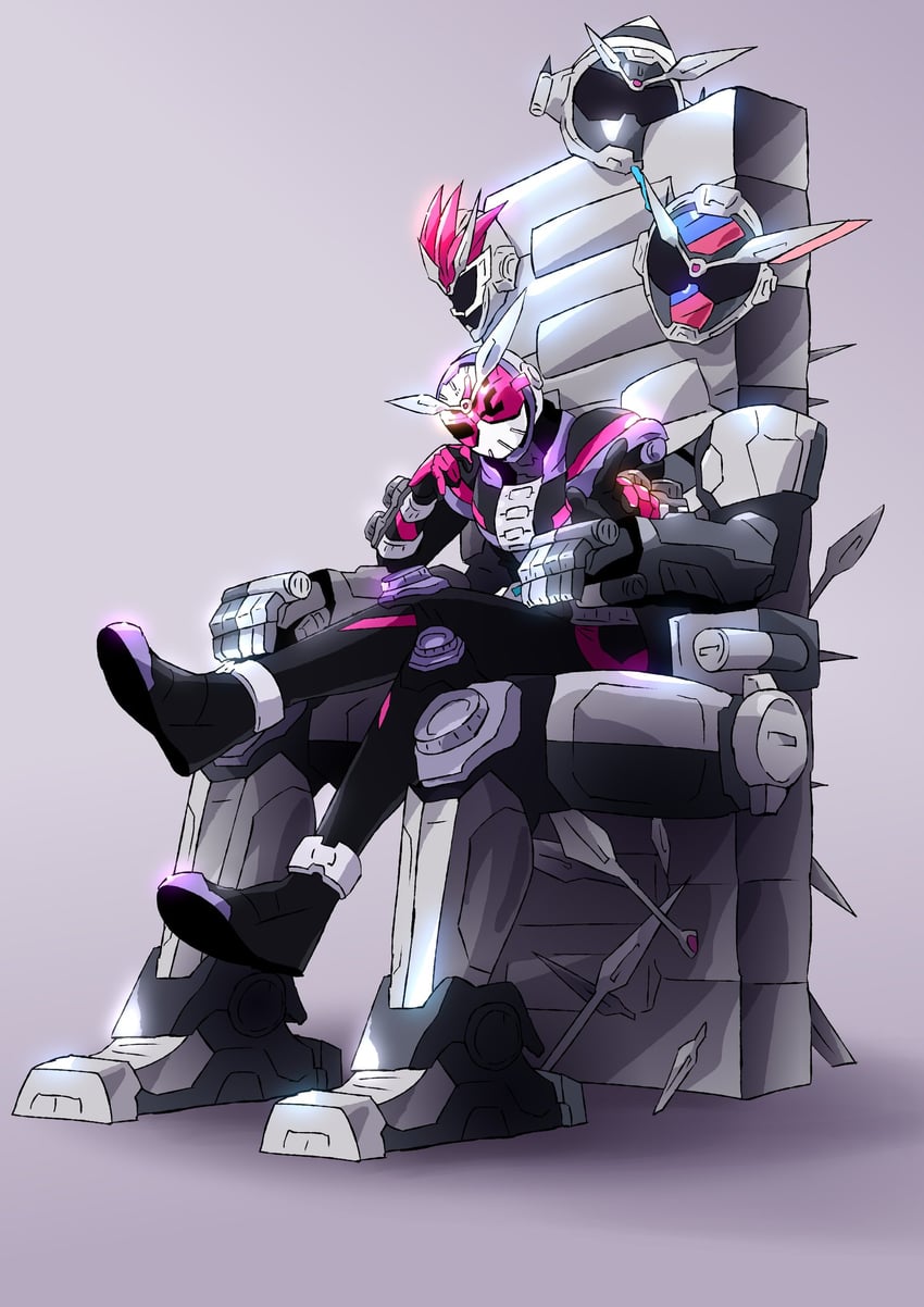 kamen rider zi-o, mighty action x level 2, base states, and rabbit+tank form (kamen rider and 1 more) drawn by otokamu