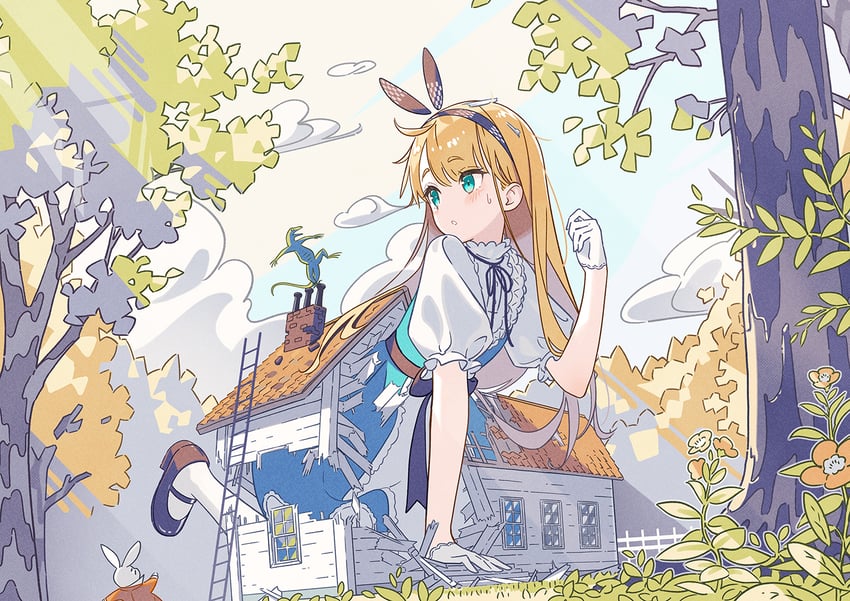 alice and white rabbit (alice's adventures in wonderland) drawn by wakuseiy