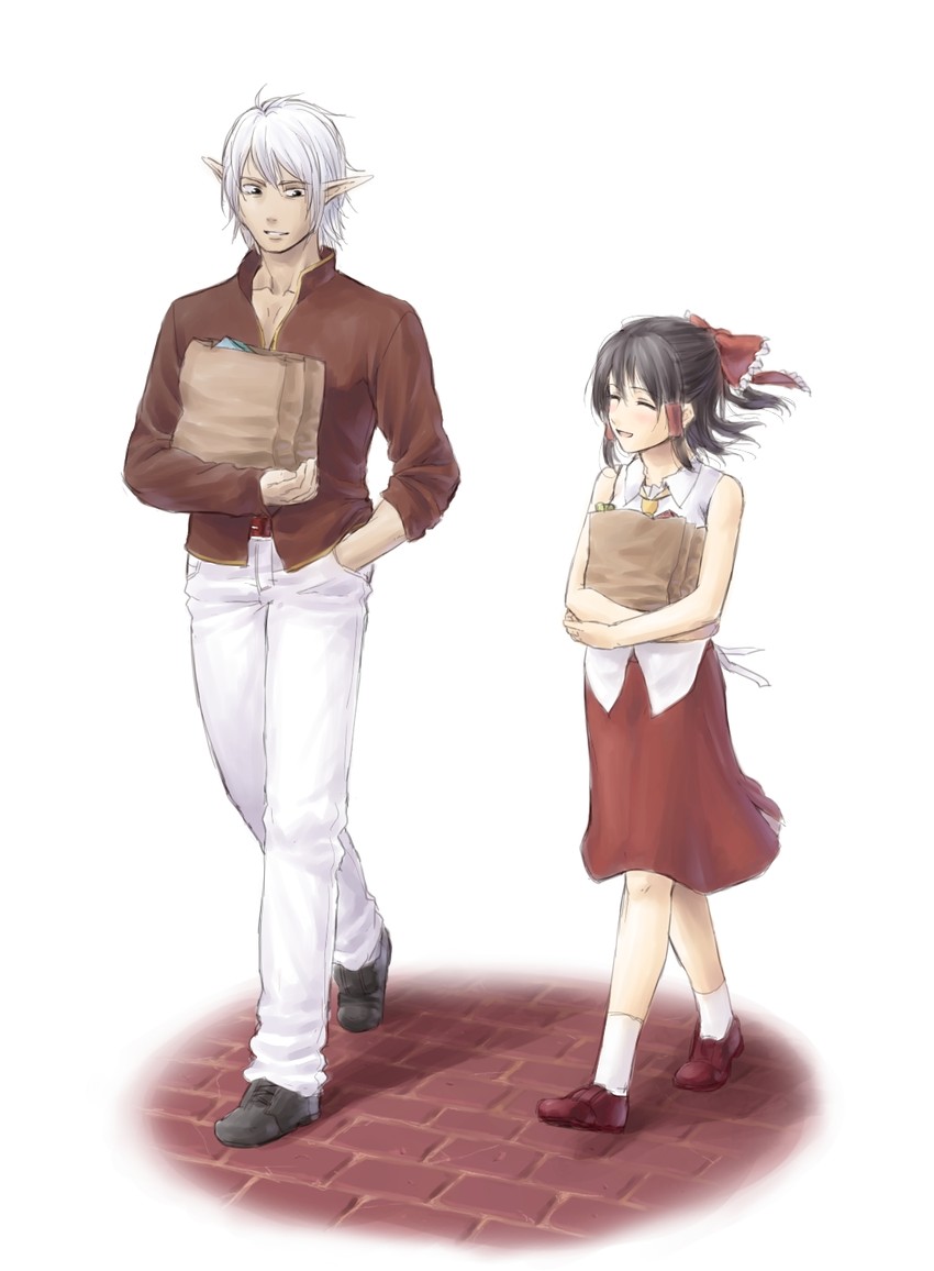 hakurei reimu and buront (touhou and 3 more) drawn by tatsuya_(atelier_road)