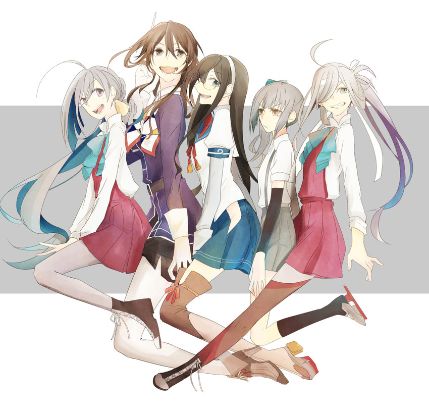 ooyodo, kasumi, ashigara, kiyoshimo, asashimo, and 2 more (kantai collection) drawn by akn_(m4787)