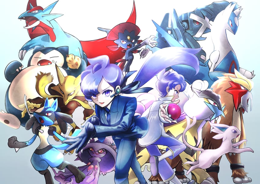 lucario, espeon, snorlax, latios, mismagius, and 7 more (pokemon and 3 more) drawn by f_(ffffff9910)