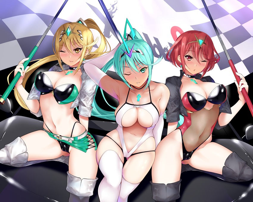 pyra, mythra, and pneuma (xenoblade chronicles and 1 more) drawn by daive