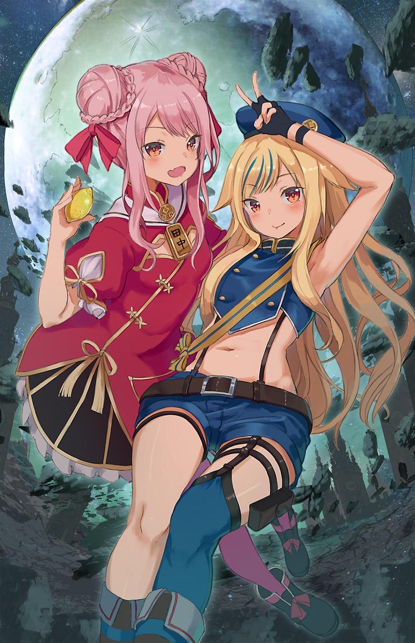 tanaka hime and suzuki hina (himehina channel) drawn by yu_ni_t