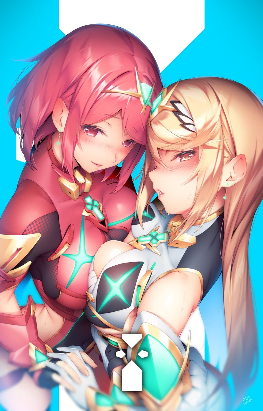 pyra and mythra (xenoblade chronicles and 1 more) drawn by ryuji_(ikeriu)