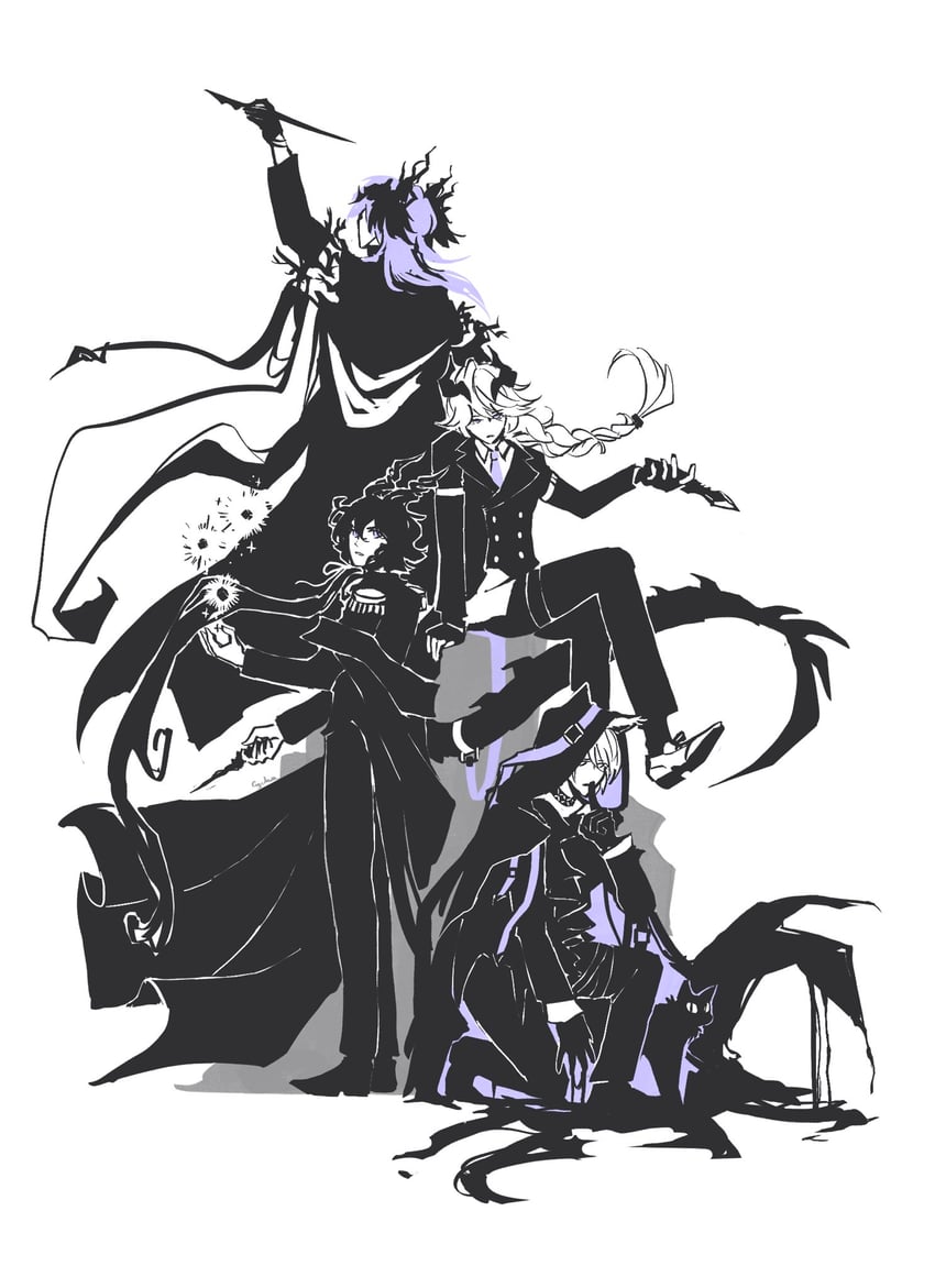 ebenholz, logos, phantom, miss christine, and puzzle (arknights) drawn by fabledtactician