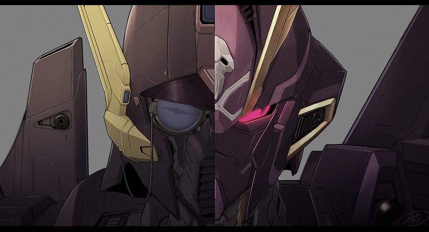 crossbone gundam x-2 and den'an gei (gundam and 2 more) drawn by awatobi