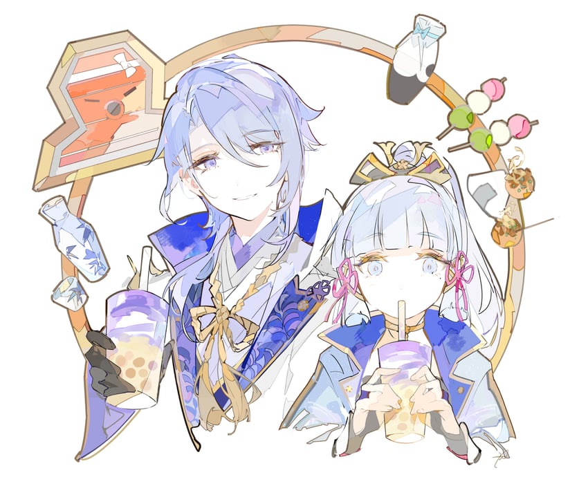 kamisato ayaka and kamisato ayato (genshin impact) drawn by ezu_(e104mjd)