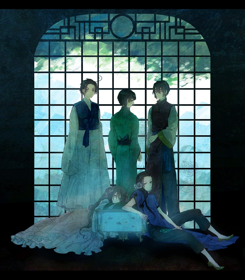 japan, china, taiwan, hong kong, and korea (axis powers hetalia) drawn by kunimitsu_(9nimi2)