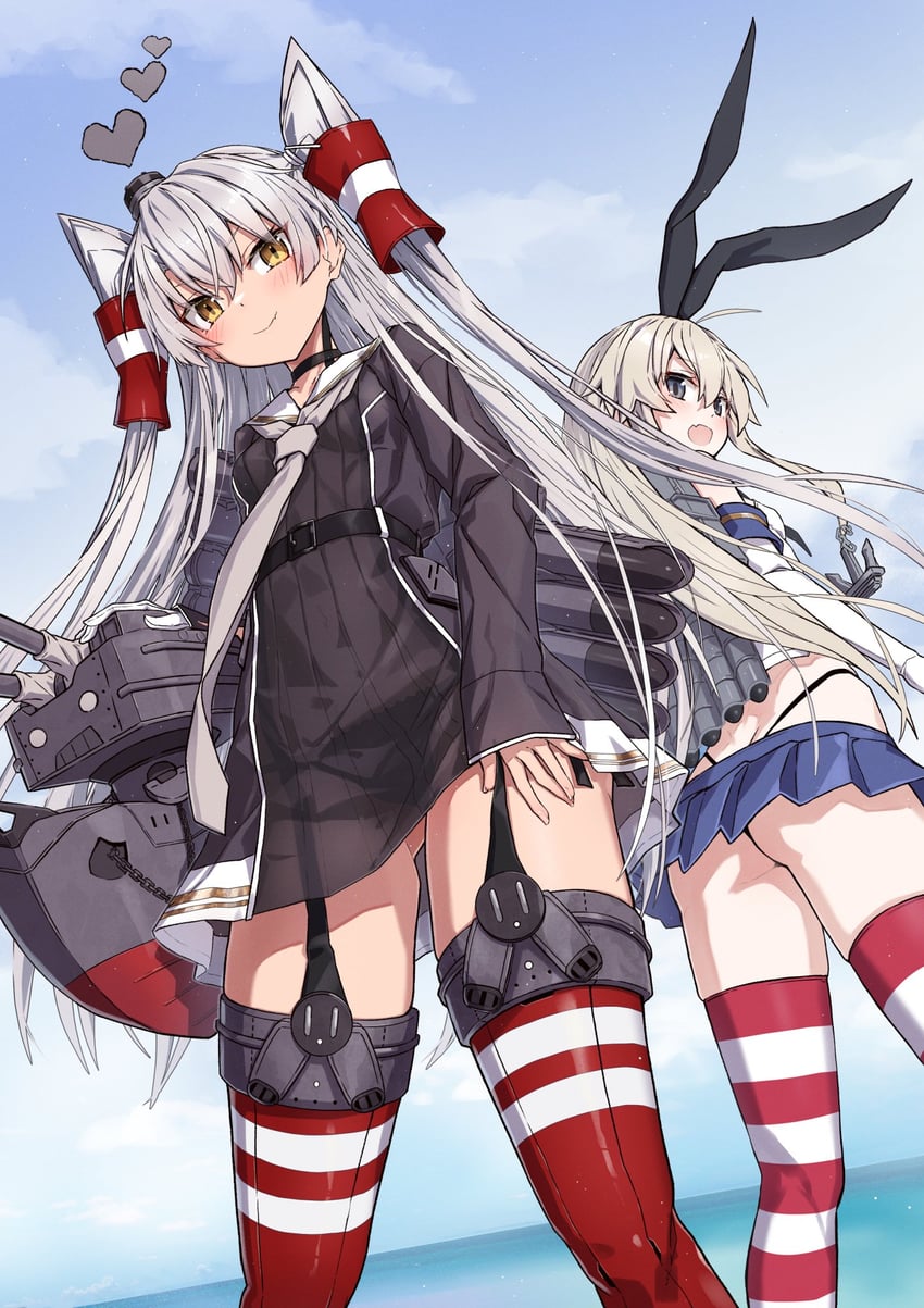 shimakaze, amatsukaze, and amatsukaze kai ni (kantai collection) drawn by takanashi_kei_(hitsujikan)