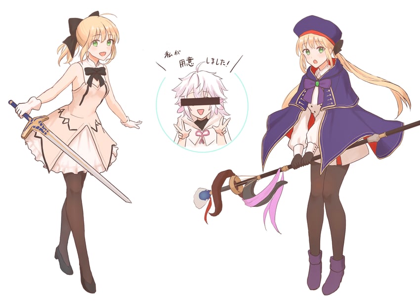 artoria pendragon, artoria caster, saber lily, and merlin (fate and 1 more) drawn by kaori_(vuoian_appxv)