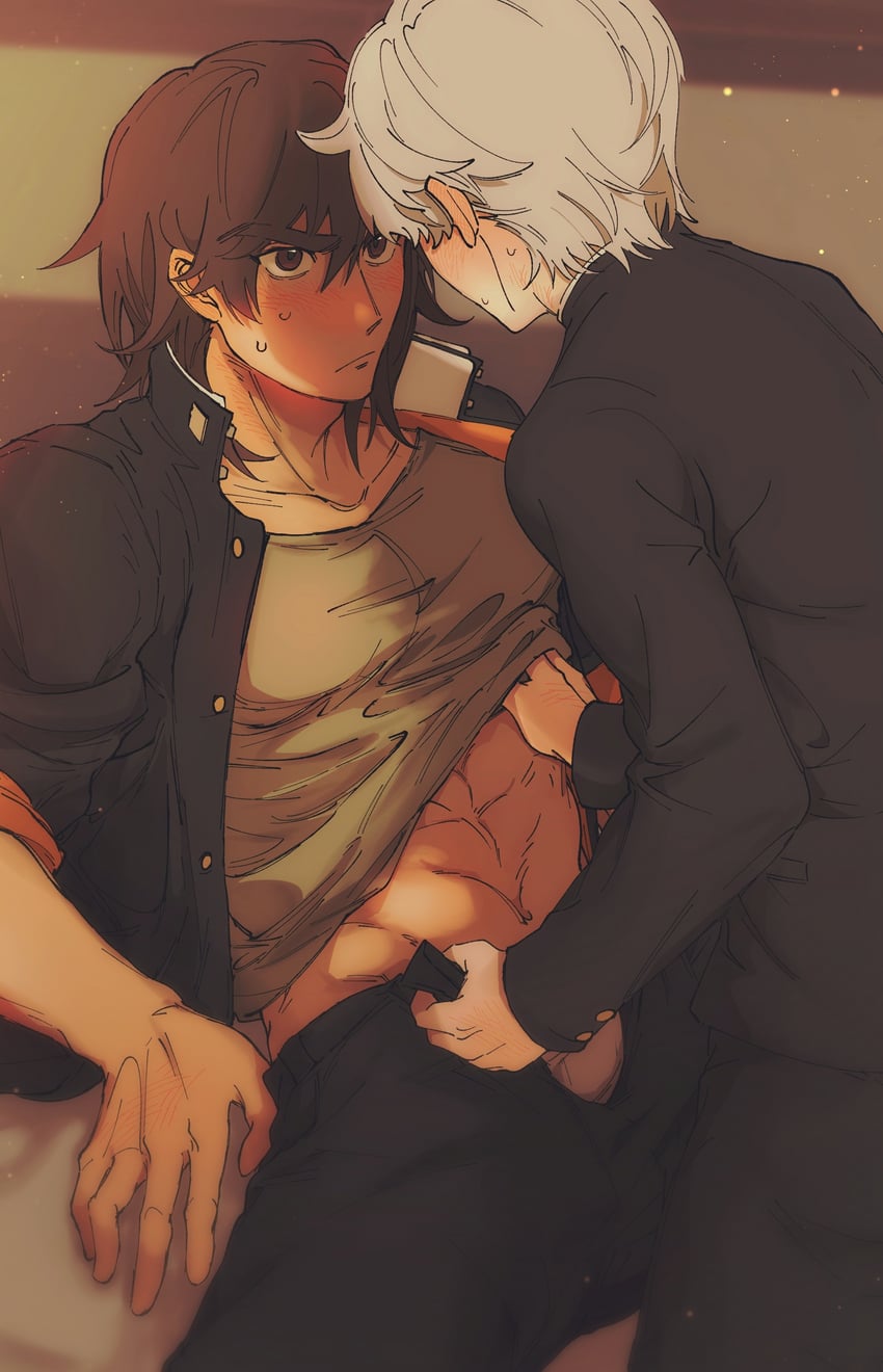 okino tsukasa and hijiyama takatoshi (juusan kihei bouei ken) drawn by sdkafka