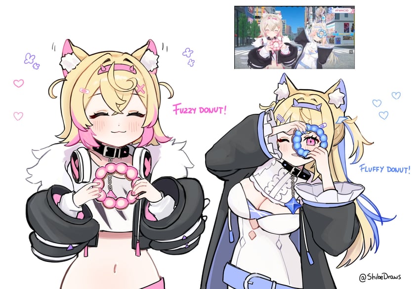 fuwawa abyssgard and mococo abyssgard (hololive and 1 more) drawn by shibedraws