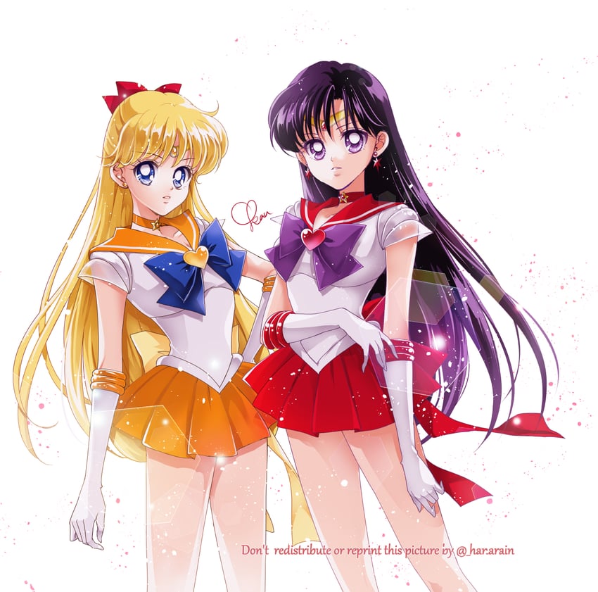 aino minako, hino rei, sailor venus, and sailor mars (bishoujo senshi sailor moon) drawn by sarashina_kau