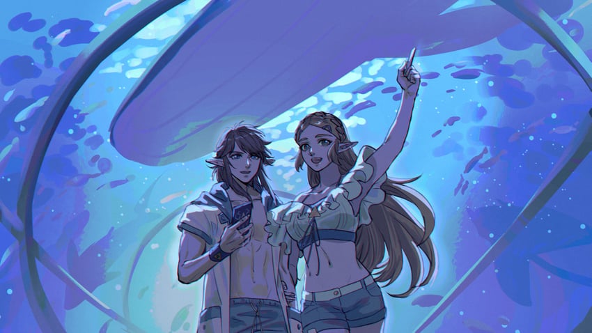 link and princess zelda (the legend of zelda and 1 more) drawn by kurokawa_karasu