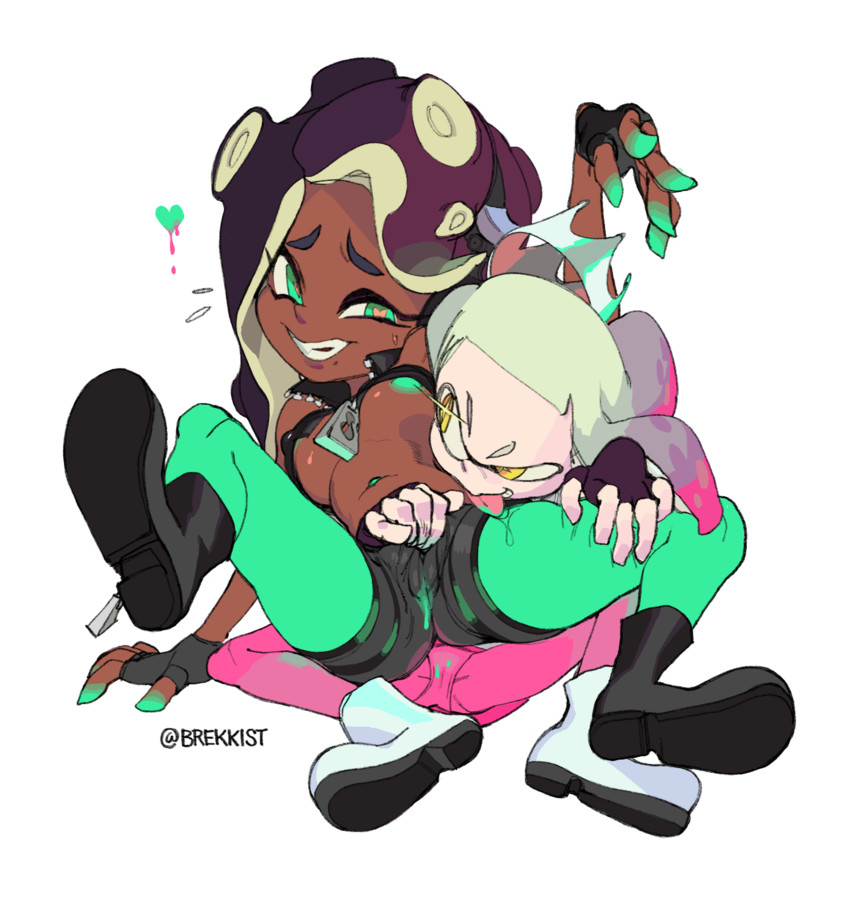 marina and pearl (splatoon and 1 more) drawn by brekkist