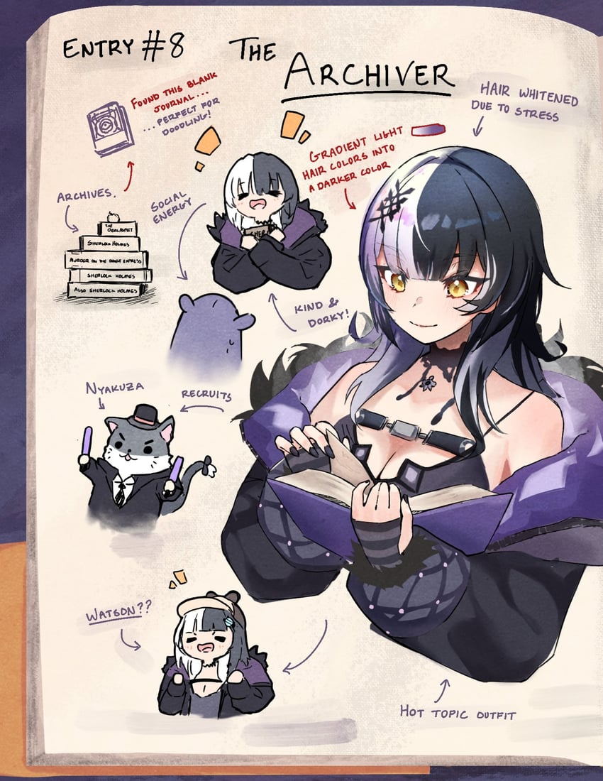 shiori novella, takodachi, ao-chan, and nyakuza (hololive and 1 more) drawn by taiyo_sketches