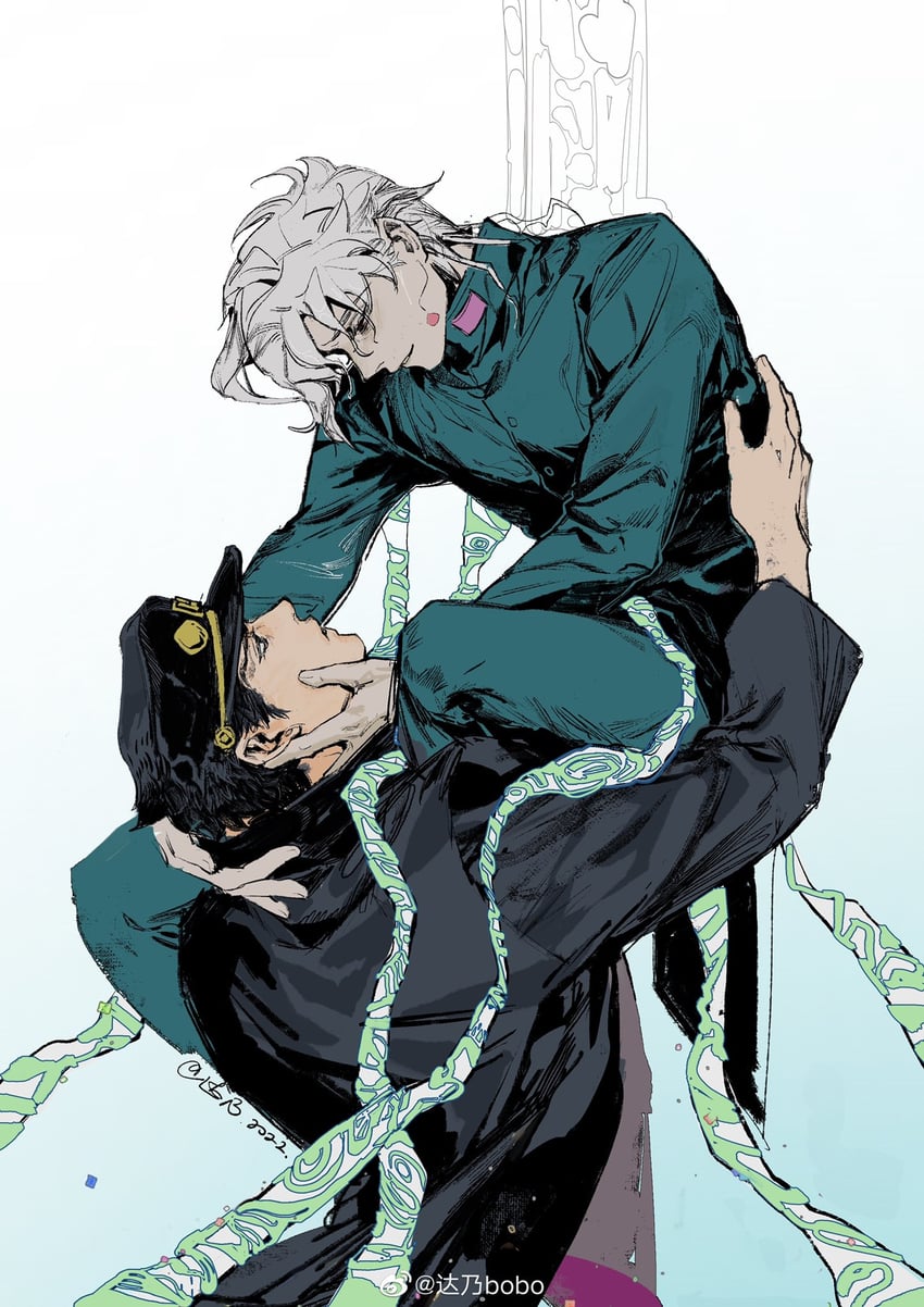 kujo jotaro and kakyoin noriaki (jojo no kimyou na bouken and 1 more) drawn by danai_ym