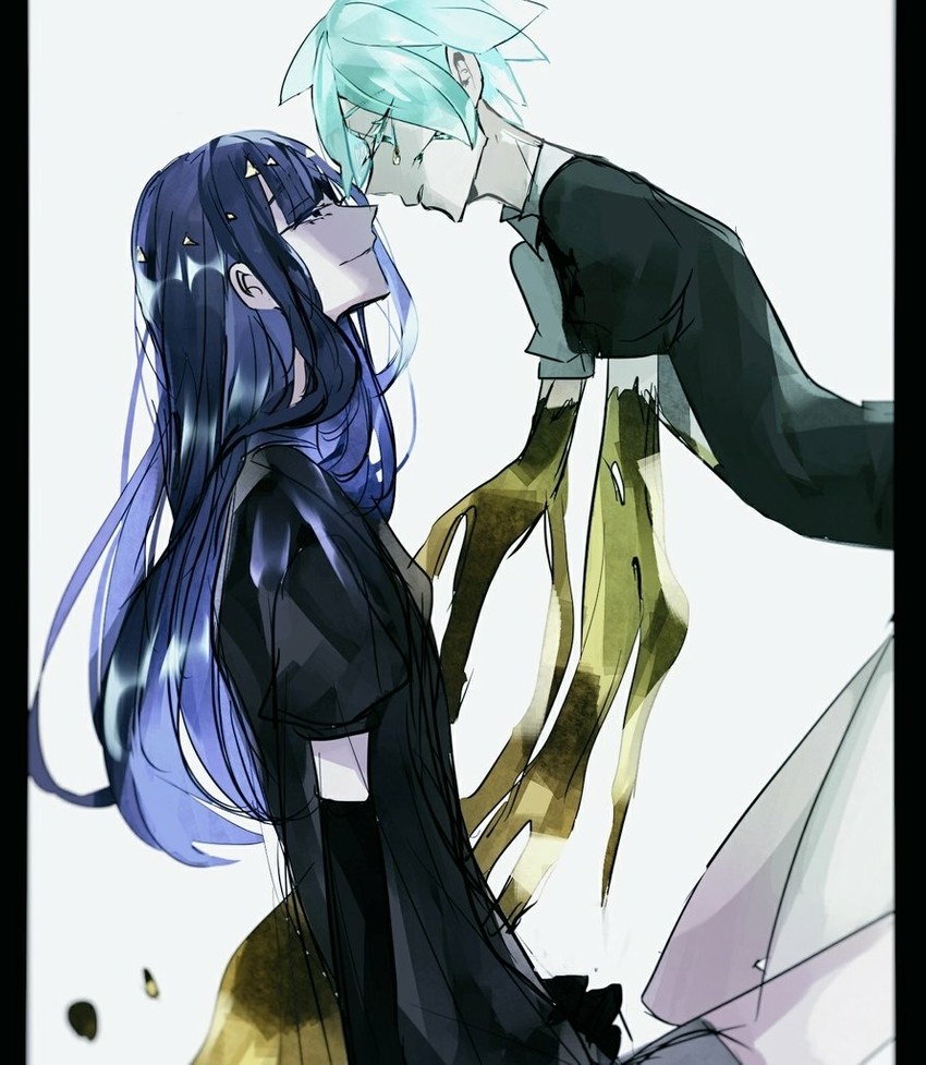 phosphophyllite and lapis lazuli (houseki no kuni) drawn by saku_(saku5991)