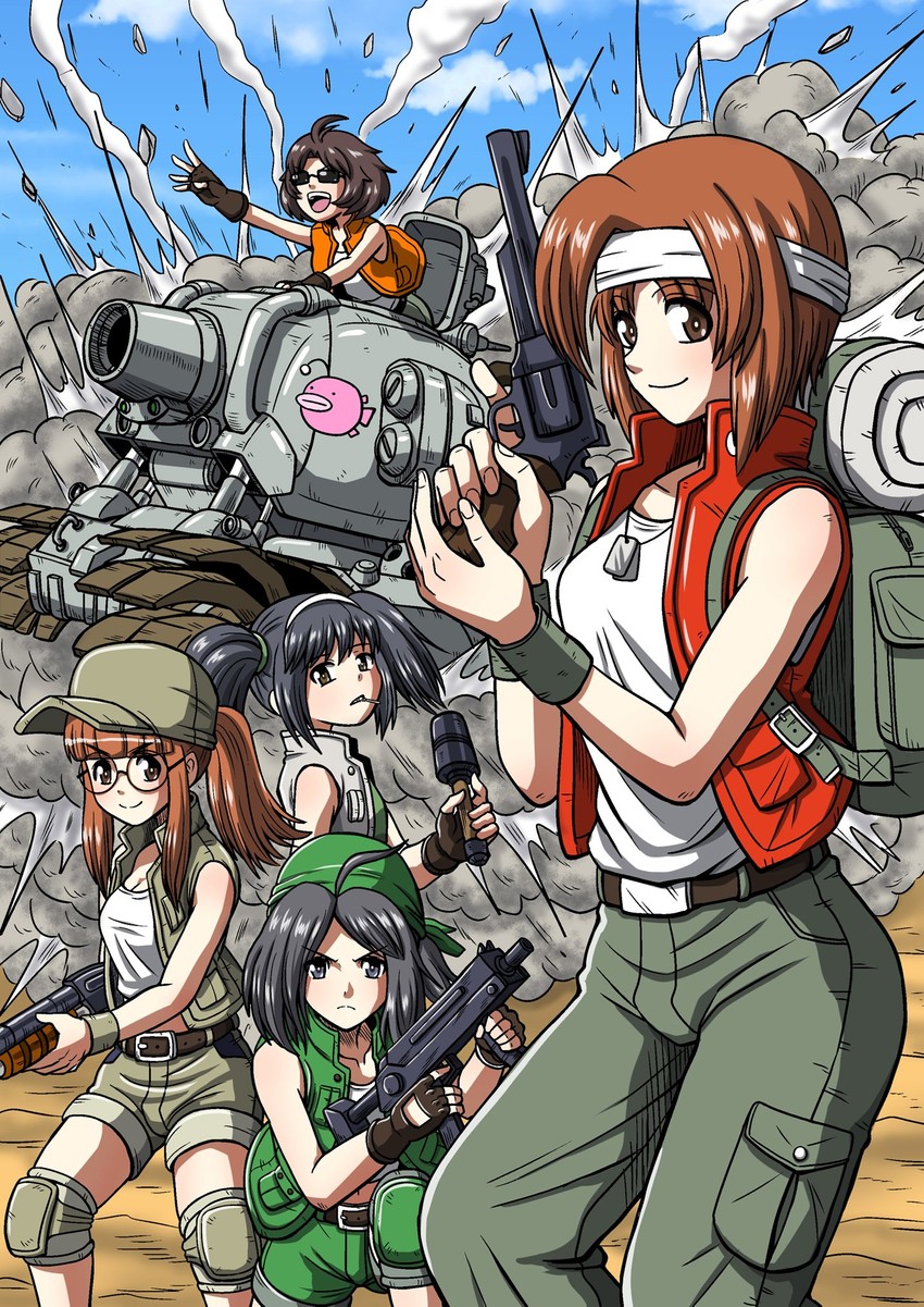 nishizumi miho, akiyama yukari, takebe saori, reizei mako, isuzu hana, and 5 more (girls und panzer and 1 more) drawn by kikuchi_megane