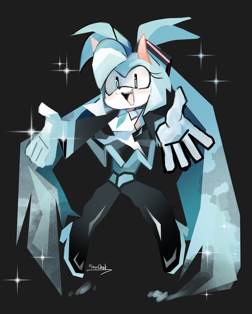 hatsune miku and amy rose (vocaloid and 1 more) drawn by legochet