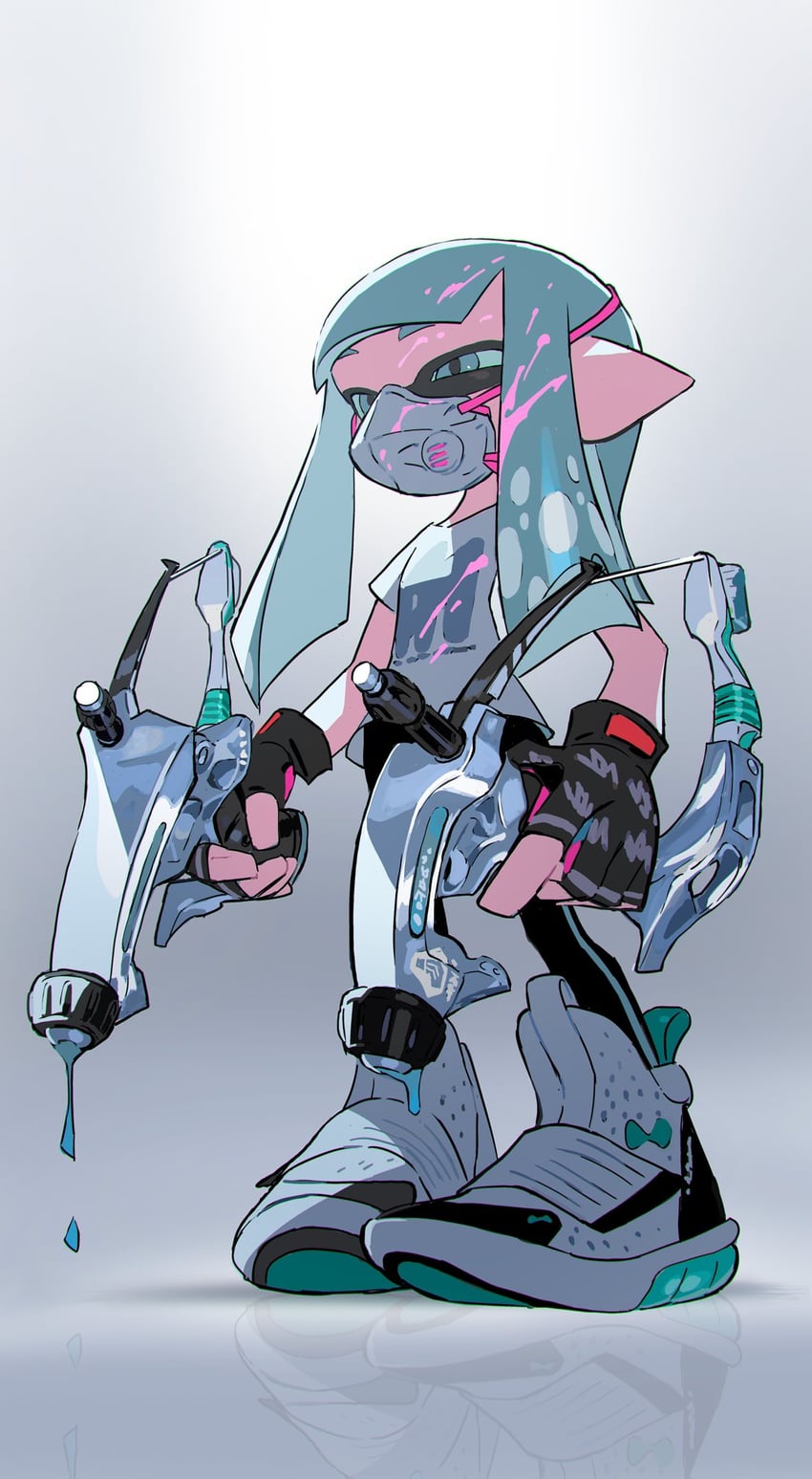 inkling player character and inkling girl (splatoon) drawn by tokiya
