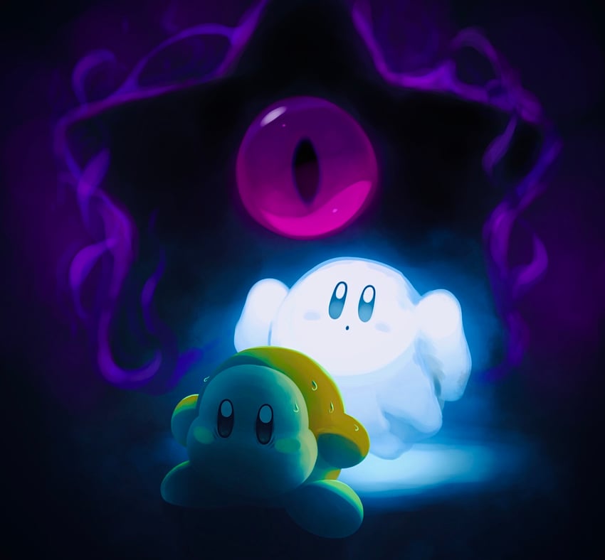 kirby, waddle dee, dark nebula, and ghost kirby (kirby and 1 more) drawn by suyasuyabi