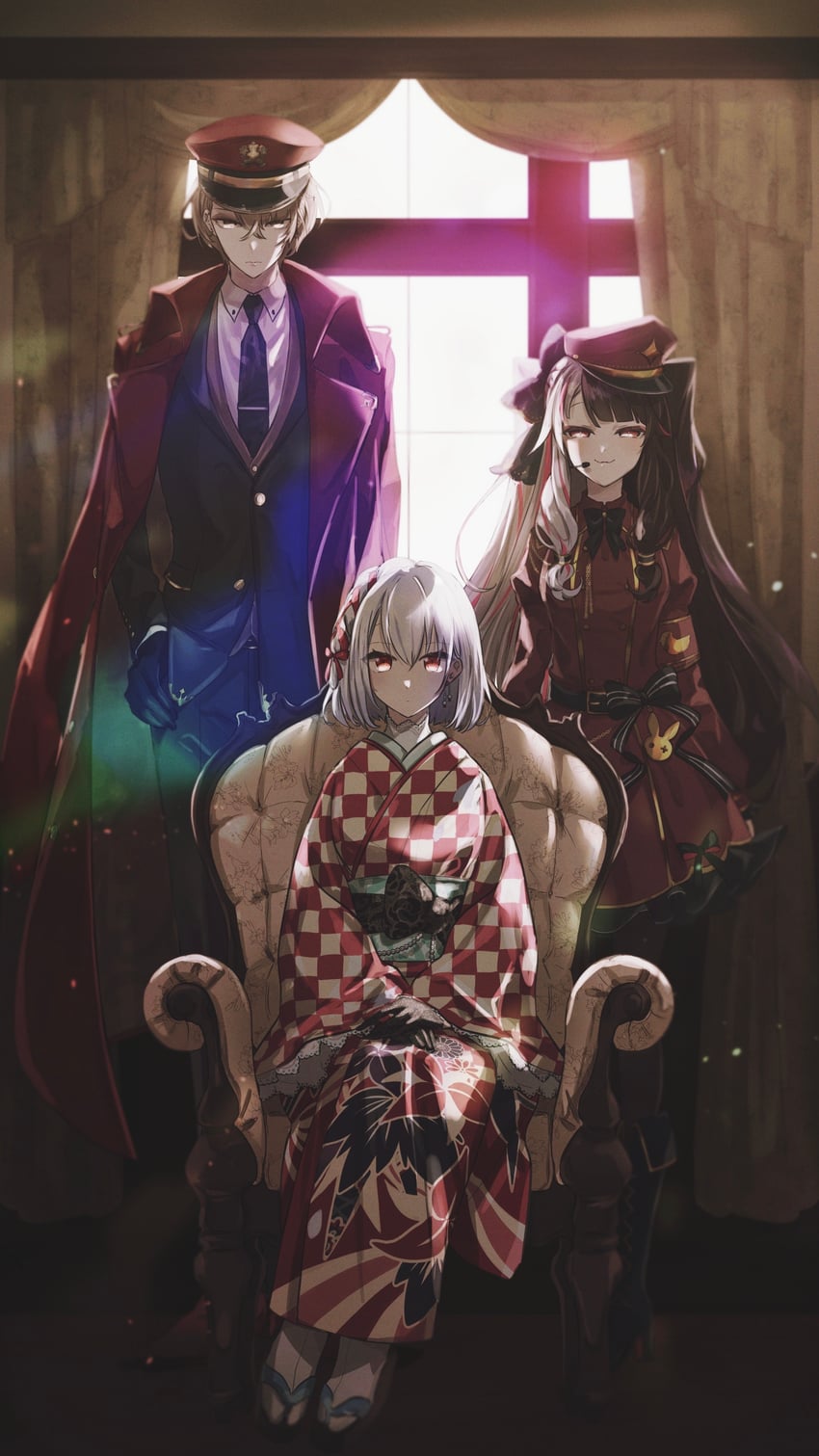 yorumi rena, hakase fuyuki, and kagami hayato (nijisanji) drawn by amireba