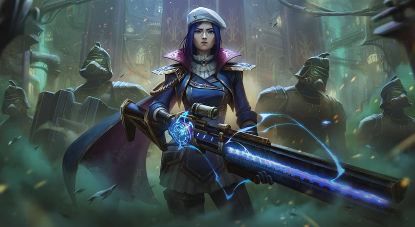 caitlyn, arcane caitlyn, and commander caitlyn (league of legends and 1 more)