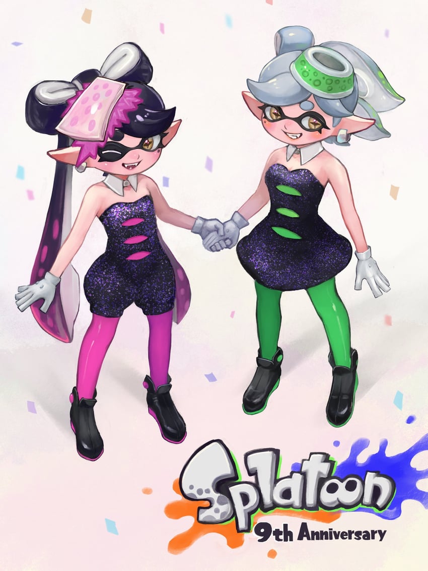 callie and marie (splatoon and 1 more) drawn by oekakirisuke