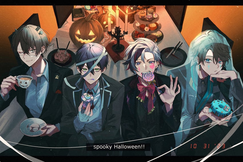 kenmochi touya, fuwa minato, kagami hayato, and kaida haru (nijisanji) drawn by saw_(dtn_error)